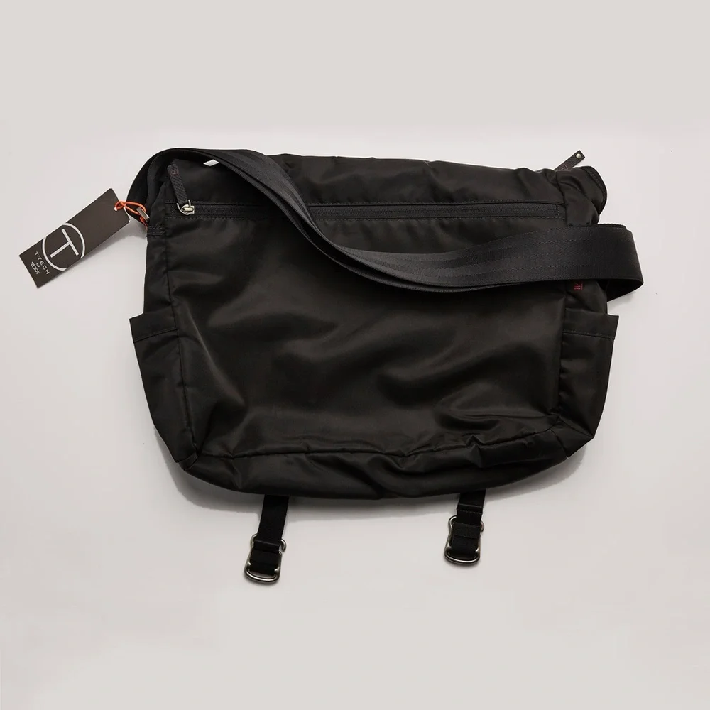 Tumi Black Messenger Bag with Red Accent